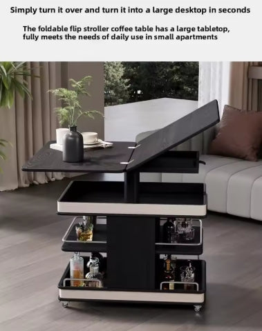 ✨Multifunctional Convertible Lift Table Coffee Table☕ Living Room Adjustable Home Small Sofa Apartment Side Table With Four Small Sofa Stools