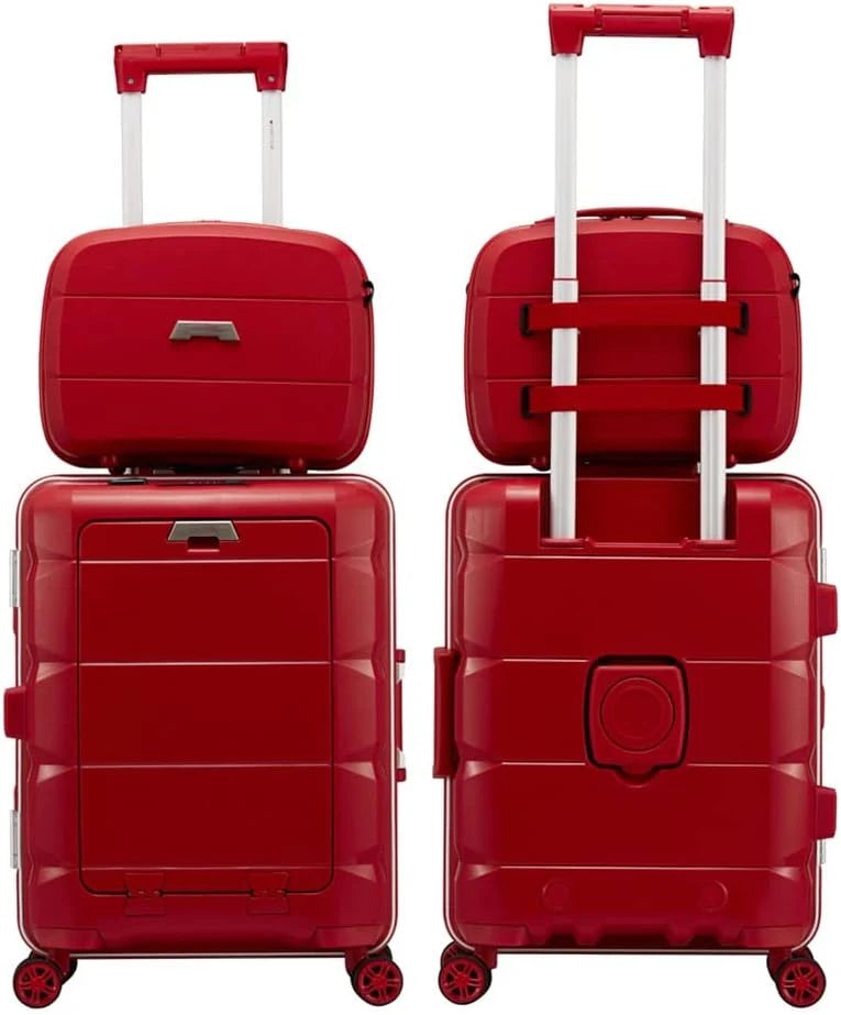 ✨20inch TSA Locks Cabin Suitcase, Trolley Case With Front Computer Compartment and 4 Spinner Wheels, Multifunctional USB Charging Port Cabin Luggage