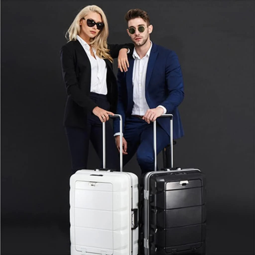 ✨20inch TSA Locks Cabin Suitcase, Trolley Case With Front Computer Compartment and 4 Spinner Wheels, Multifunctional USB Charging Port Cabin Luggage