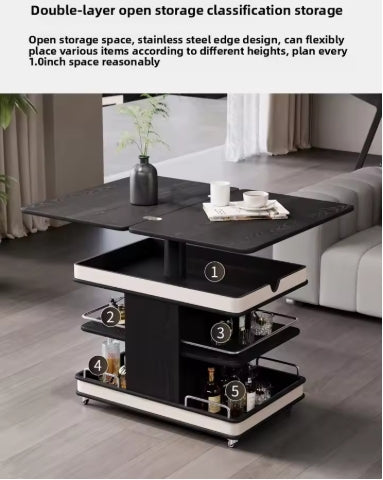 ✨Multifunctional Convertible Lift Table Coffee Table☕ Living Room Adjustable Home Small Sofa Apartment Side Table With Four Small Sofa Stools