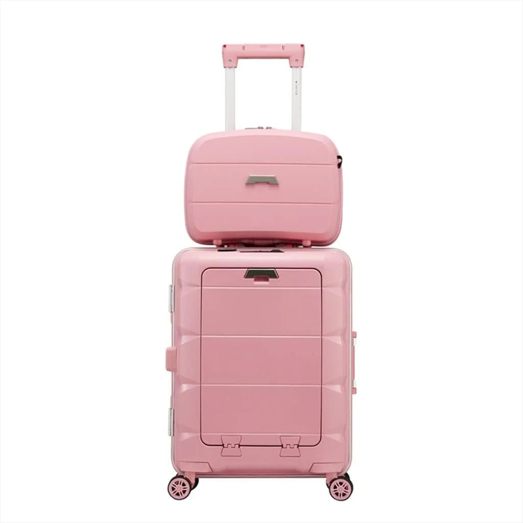 ✨20inch TSA Locks Cabin Suitcase, Trolley Case With Front Computer Compartment and 4 Spinner Wheels, Multifunctional USB Charging Port Cabin Luggage