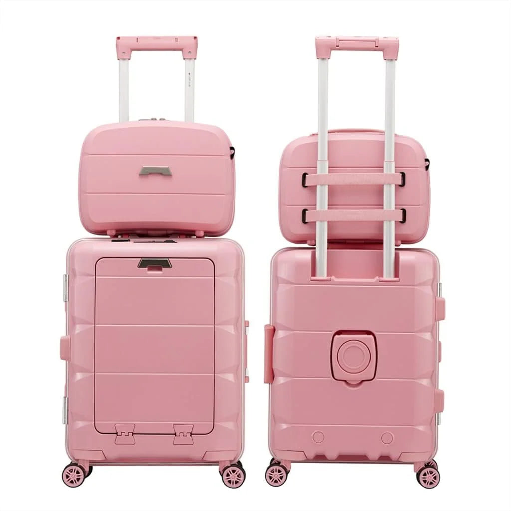 ✨20inch TSA Locks Cabin Suitcase, Trolley Case With Front Computer Compartment and 4 Spinner Wheels, Multifunctional USB Charging Port Cabin Luggage