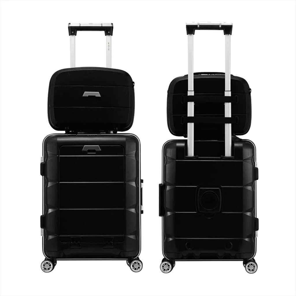 ✨20inch TSA Locks Cabin Suitcase, Trolley Case With Front Computer Compartment and 4 Spinner Wheels, Multifunctional USB Charging Port Cabin Luggage