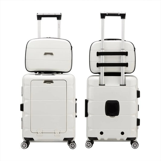 ✨20inch TSA Locks Cabin Suitcase, Trolley Case With Front Computer Compartment and 4 Spinner Wheels, Multifunctional USB Charging Port Cabin Luggage