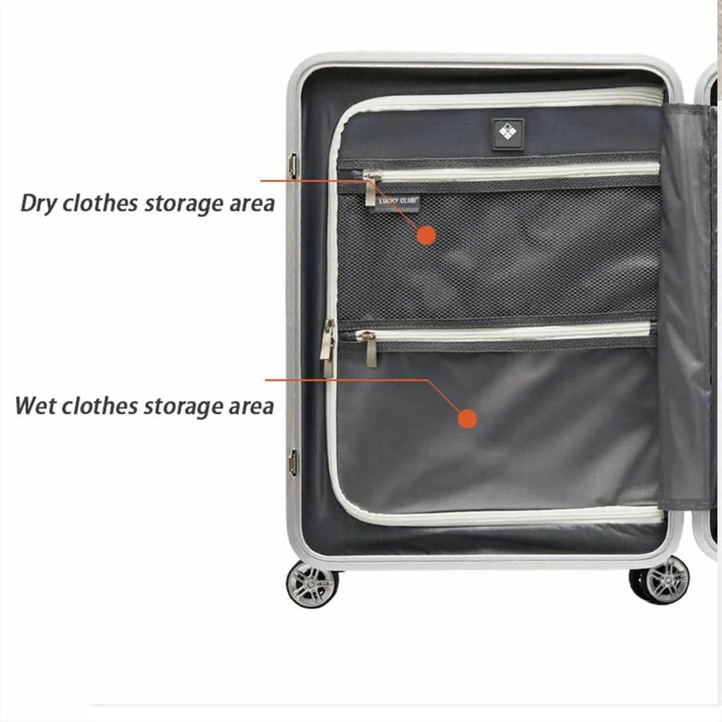 ✨20inch TSA Locks Cabin Suitcase, Trolley Case With Front Computer Compartment and 4 Spinner Wheels, Multifunctional USB Charging Port Cabin Luggage